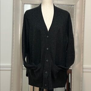 Orvis 100% Cashmere Split Hem Button Up Cardigan